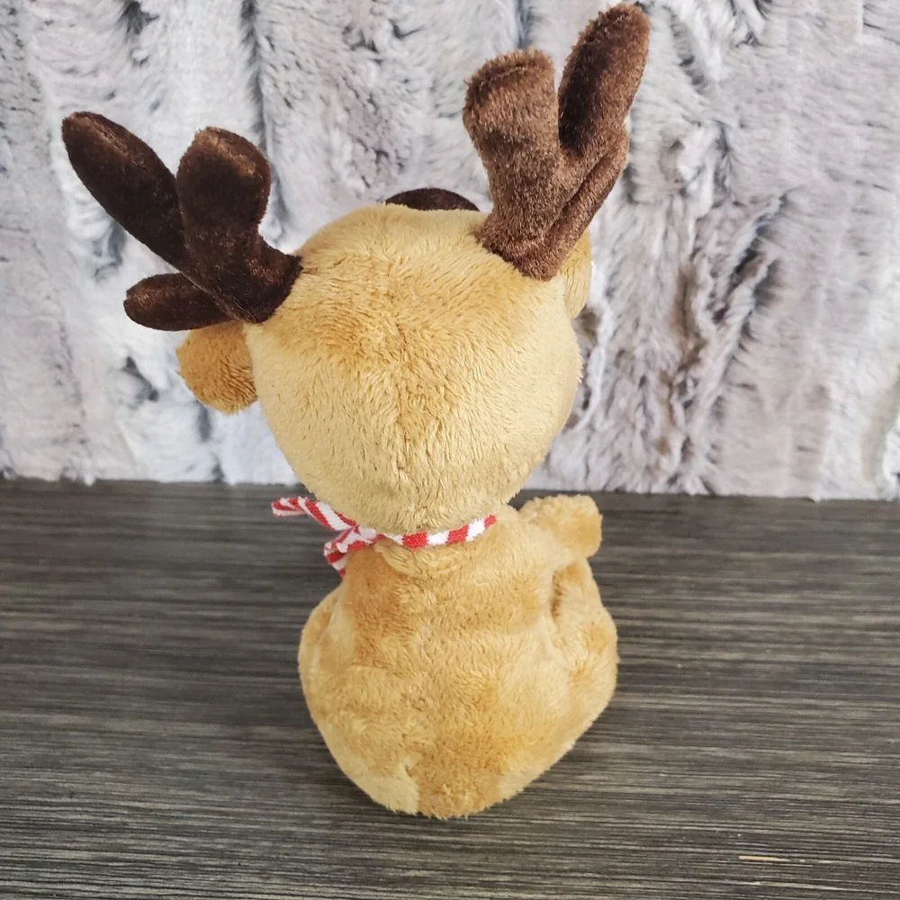 CHOSUN Bobblehead Plush Brown Reindeer With Red Striped Scarf 6